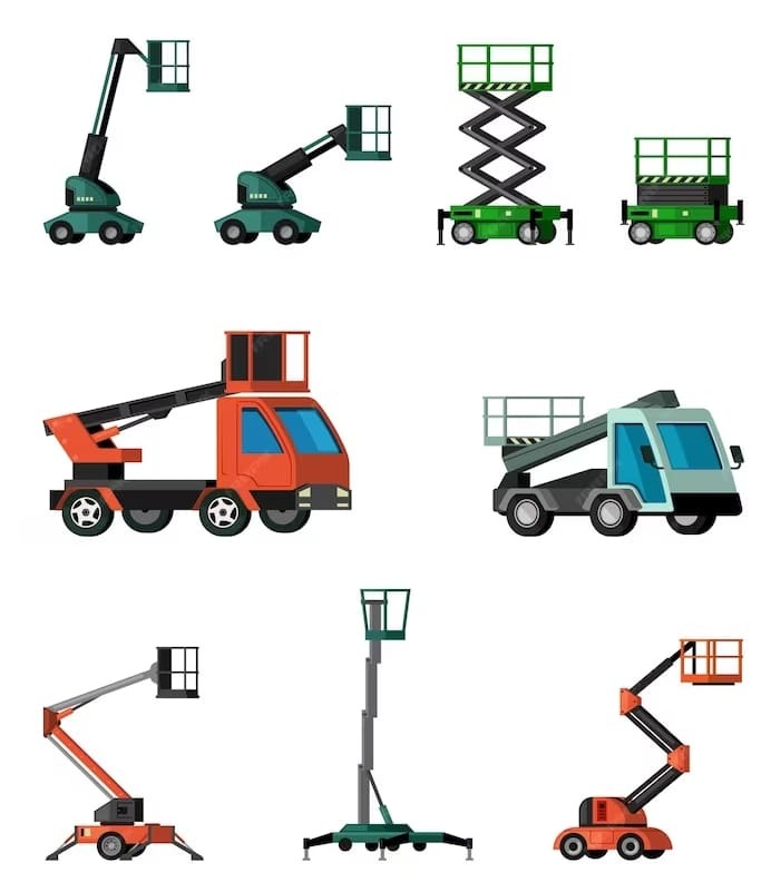 изображение разных видов автовышки по типу стрелы